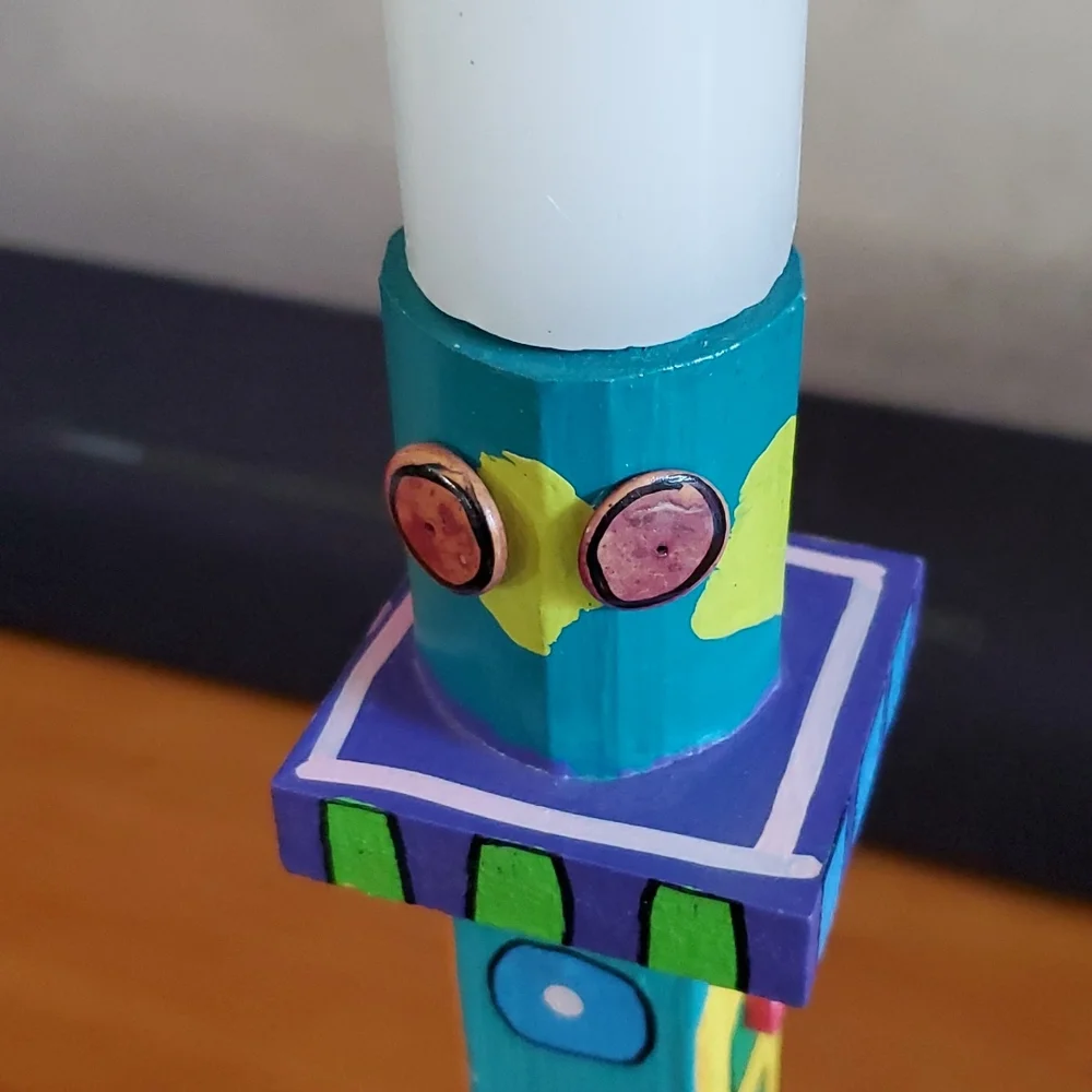 Third Ste USA colorful and whimsical candlestick holder yellow blue green red